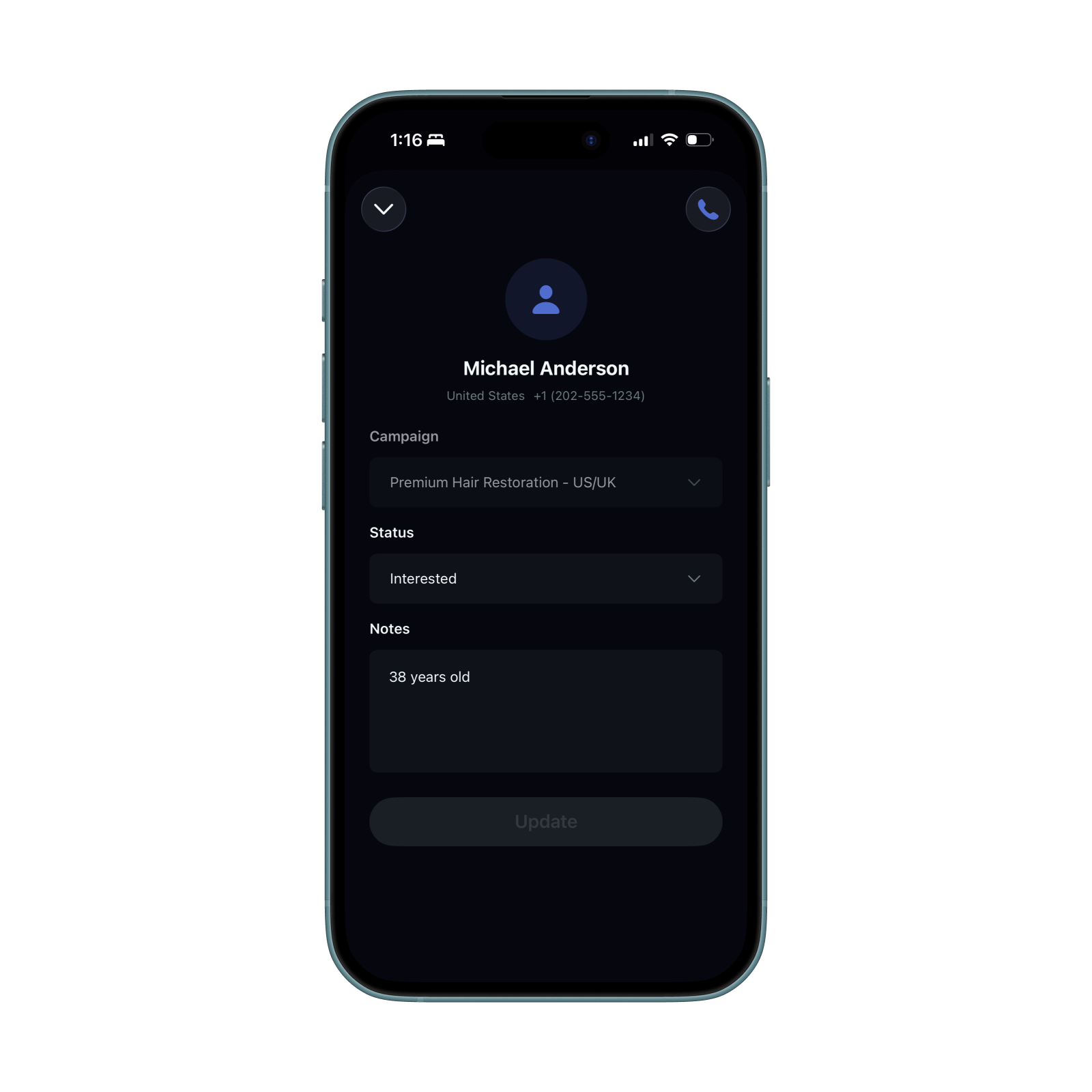 Agenlead lead detail with campaign and status