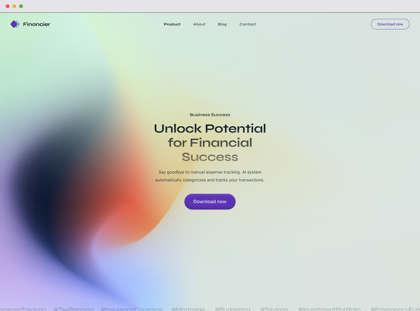Originframe — Financier · Finance — screen 1