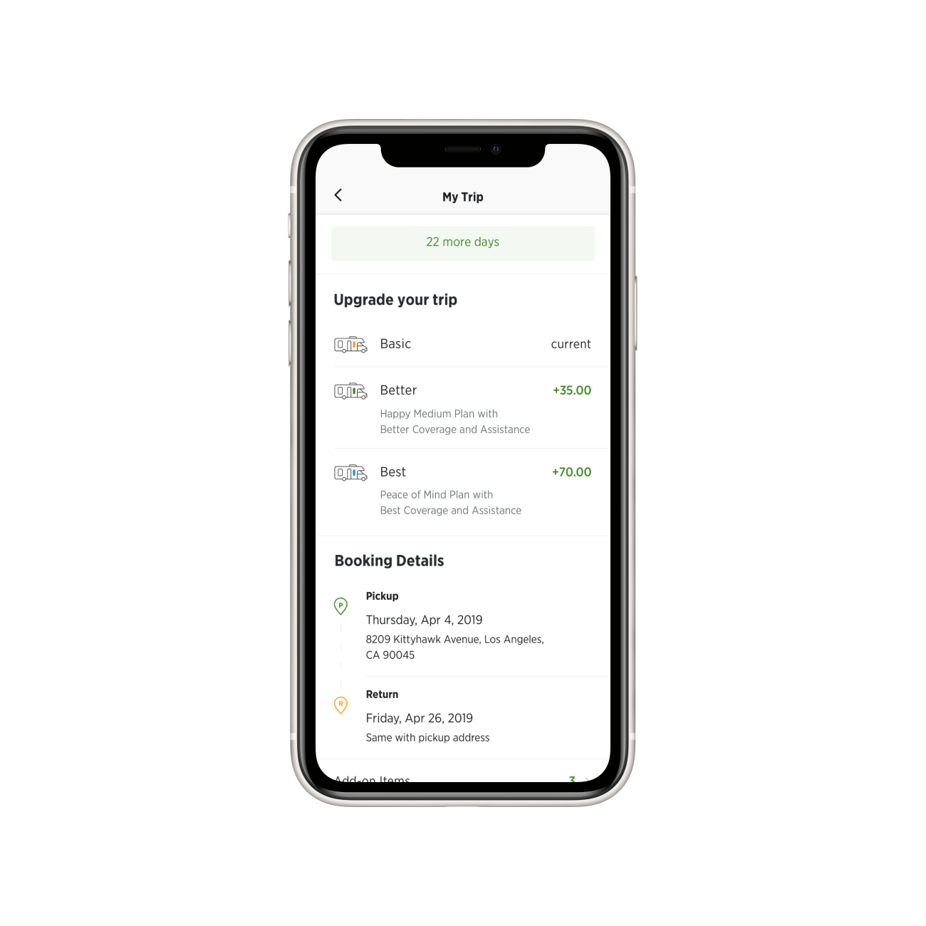 Outdoorsy multi-step trip and add-on checkout