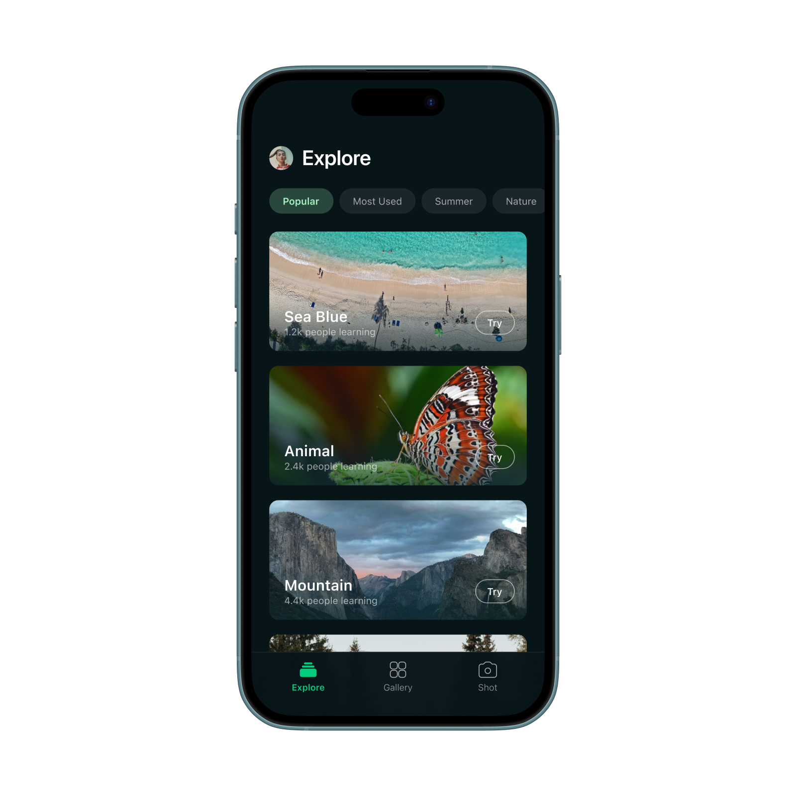Explore shooting categories