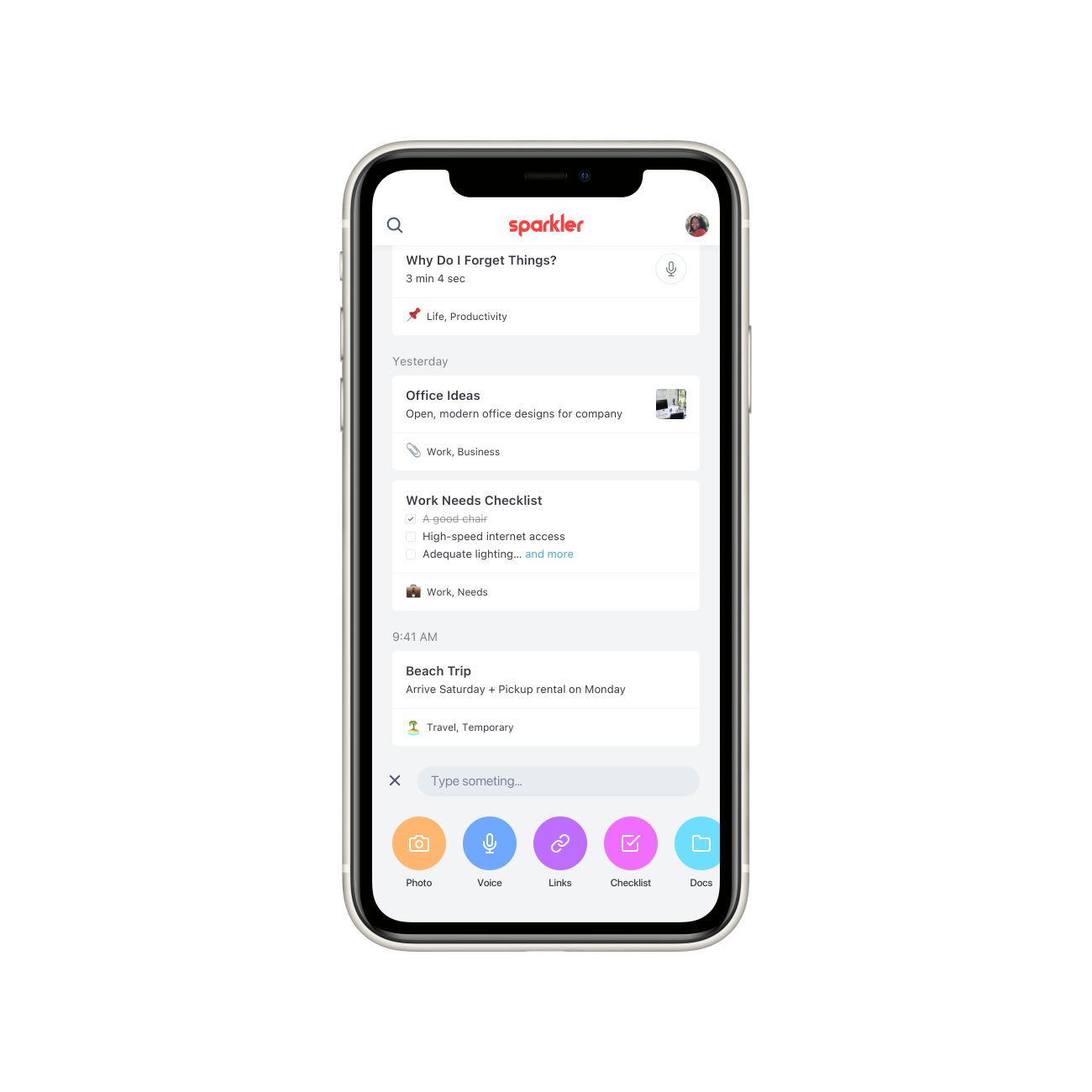 Sparkler — The product — screen 1